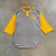 画像1: 【Ladies】80s USA製 T-PLUS ヘンリーネックTシャツ 黄色×グレー■ビンテージ オールド アメリカ古着 レディース シングルステッチ (1)