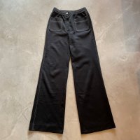 【W25】70s USA製 ACTIII ポリエステル フレアパンツ ブラック 黒■ビンテージ オールド レトロ アメリカ古着 レディース