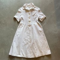 【Ladies】UNKNOWN コットン×メッシュ 半袖ロングワンピース 白■ビンテージ オールド レトロ ヨーロッパ古着 レディース