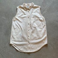 【Ladies】JUSTINALLEN CHEMISE ノースリーブシャツ ホワイト 白無地■ビンテージ オールド レトロ アメリカ古着 レディース コットン