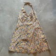 画像1: 【Ladies】70s Caron ホルターネック キャミソール 黄色 花柄■ビンテージ レトロ アメリカ古着 レディース ワンピース コットン (1)