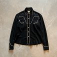 画像1: 【Kids or Ladies】50s OVER THE TOP レーヨン 長袖ウエスタンシャツ ブラック 黒■ビンテージ オールド アメリカ古着 キッズ 子供服 (1)