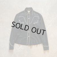 【Kids or Ladies】50s OVER THE TOP レーヨン 長袖ウエスタンシャツ ブラック 黒■ビンテージ オールド アメリカ古着 キッズ 子供服
