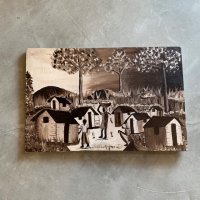 【40cm×60.5cm】ハンドペイント アフリカン キャンバス×アクリル ウォールデコ■ビンテージ アート 手描き 絵画