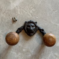 【14.5cm】昭和レトロ ライオンモチーフ ウォールフック■ビンテージ アンティーク インテリア ウォールハンガー 壁掛け インテリア No.2