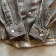 画像8: 【L】MAXINI バンドカラー 長袖レーヨンシャツ グレーストライプ 総柄■ビンテージ オールド アメリカ古着 90s スタンドカラー