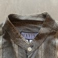 画像4: 【L】MAXINI バンドカラー 長袖レーヨンシャツ グレーストライプ 総柄■ビンテージ オールド アメリカ古着 90s スタンドカラー