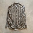画像7: 【L】MAXINI バンドカラー 長袖レーヨンシャツ グレーストライプ 総柄■ビンテージ オールド アメリカ古着 90s スタンドカラー