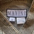画像5: 【L】MAXINI バンドカラー 長袖レーヨンシャツ グレーストライプ 総柄■ビンテージ オールド アメリカ古着 90s スタンドカラー