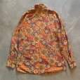 画像8: 【L/XL】70s UNKNOWN 長袖シャツ 総柄 茶系■ビンテージ オールド レトロ アメリカ古着 ビッグサイズ ヒッピー
