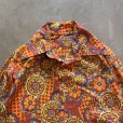 画像2: 【L/XL】70s UNKNOWN 長袖シャツ 総柄 茶系■ビンテージ オールド レトロ アメリカ古着 ビッグサイズ ヒッピー