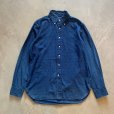 画像1: 【M/L】POLO RALPH LAUREN マチ付き 長袖シャツ インディゴブルー 総柄■ビンテージ オールド レトロ アメリカ古着 ポロラルフローレン (1)