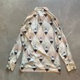 画像2: 【S】70s Ferranti アセテート×ナイロン 長袖シャツ 総柄■ビンテージ オールド レトロ アメリカ古着 ポリシャツ 扇 アート