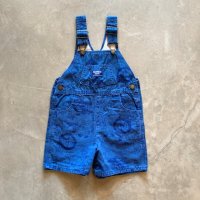【Kids 4T】USA製 OSHKOSH コットン オーバーオール サロペット 青 総柄■ビンテージ アメリカ古着 80s-90s オシュコシュ 子供服 キッズ