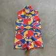 画像1: 【Kids】70s UNKNOWN ジップアップ ワンピース キュロット 総柄■ビンテージ レトロ アメリカ古着 レディース ハンドメイド (1)