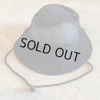 【59cm Lサイズ】S.W. メッシュ サンシェードハット ブラック 黒無地■ビンテージ オールド アメリカ古着 帽子 90s サファリハット