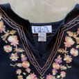 画像2: 【Ladies Free】BFA CLASSICS 刺繍 コットン ポンチョ ブラウス ブラック 黒■ビンテージ オールド レトロ アメリカ古着 レディース 花柄 (2)