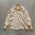 画像1: 【Ladies or Kids】50s UNKNOWN ランタン柄 長袖シャツ 総柄■ビンテージ レトロ アメリカ古着 レディース 子供服 レーヨン シルク (1)