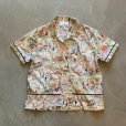 画像1: 【Ladies】ERIN LONDON パリ エッフェル塔 半袖シャツ 白 総柄■ビンテージ オールド レトロ アメリカ古着 レディース 90s (1)