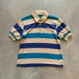 画像1: 【Ladies or Kids】SALE!! HANG TEN 半袖ポロシャツ ベージュ×ブルー 太ボーダー■ビンテージ アメリカ古着 70s-80s レディース 子供服 (1)