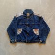 画像1: 【Kids】80s USA製 OSHKOSH デニムジャケット 青×ヒッコリー■ビンテージ オールド アメリカ古着 ボーイズ ジージャン オシュコシュ (1)
