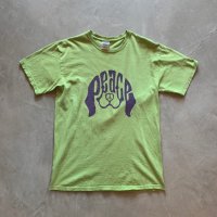 【M】GILDAN「PEACE」ピースマーク プリントTシャツ 黄緑■ビンテージ オールド アメリカ古着 2000s ギルダン コットン