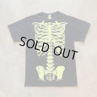 【S/M】JERZEES スカルボーン プリントTシャツ ブラック 黒■ビンテージ オールド アメリカ古着 2000s 2010s 骨