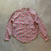 【Ladies】60s Ship'n Shore 3点留め 長袖シャツ 赤白茶チェック柄■ビンテージ オールド レトロ アメリカ古着 レディース