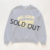 【M/L】80s-90s USNA ミリタリープリントスウェット ネイビー■ビンテージ オールド アメリカ古着 トレーナー USN 海軍