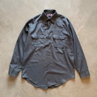 【L】80s-90s BIG MAC 長袖ワークシャツ グレー 無地■ビンテージ オールド アメリカ古着 ビッグマック ペニーズ USA製