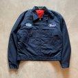 画像1: 【M/L】70s-80s UNKNOWN ジップアップ ワークジャケット ネイビー 紺■ビンテージ オールド アメリカ古着 スコービルジップ ワッペン付き (1)