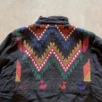 画像10: 【S/M】グアテマラ製 ハンドメイド ジップアップ ジャケット 黒×総柄 切替■ビンテージ レトロ アメリカ古着 民族 エスニック ラグ