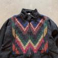 画像2: 【S/M】グアテマラ製 ハンドメイド ジップアップ ジャケット 黒×総柄 切替■ビンテージ レトロ アメリカ古着 民族 エスニック ラグ