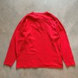 画像8: 【L/XL】90s USA製 COTTON DELUXE ヘンリーネック プリント 長袖Tシャツ 赤■ビンテージ オールド アメリカ古着 コットン ロンT