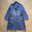 画像1: 【M/L】ボロ ユーロワーク ジャケット アトリエコート ブルー■ビンテージ オールド ヨーロッパ古着 コットン 鬼フェード フレンチ (1)