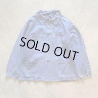 【L】ボロ フレンチ ユーロワーク ジャケット カバーオール ブルー■ビンテージ ヨーロッパ古着 コットン 鬼フェード ダーニング 刺し子