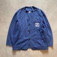 画像1: 【M/L】スペイン CONFECCIONES ノーカラー ユーロワーク ジャケット カバーオール ネイビー■ビンテージ ヨーロッパ古着 コットンツイル (1)