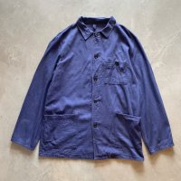 【M/L】UNKNOWN ユーロワーク ジャケット カバーオール ブルー■ビンテージ オールド ヨーロッパ古着 コットン フレンチ ベトナム