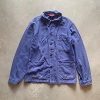 【S】Comoditex フレンチ ユーロワーク ジャケット カバーオール ブルー■ビンテージ ヨーロッパ古着 コットンツイル 鬼フェード