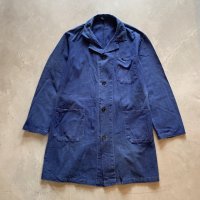 【L/XL】ドイツ ユーロワーク HBT ジャケット アトリエコート ブルー■ビンテージ オールド ヨーロッパ古着 コットン フェード フレンチ