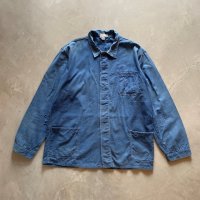 【M/L】ボロ ベトナム製 Lotus ジャケット カバーオール ブルー■ビンテージ ヨーロッパ古着 コットン 鬼フェード フレンチ ユーロワーク