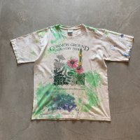 【L】2010s USA製 Liberty Organics フラワー プリントTシャツ■アメリカ古着 コットン タイダイ アート ボランティア