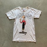 【Ladies or Kids】90s USA製 ポパイ オリーブ 両面プリントTシャツ 白■ビンテージ オールド アメリカ古着 レディース キッズ