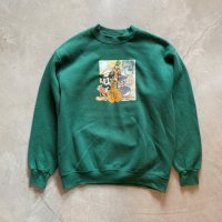 【M】USA製 Disney ディズニー ミッキーマウス スウェット グリーン 緑■ビンテージ オールド アメリカ古着 90s
