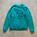 【M/L】80s-90s USA製 JERZEES プリントスウェット グリーン 青緑■ビンテージ オールド アメリカ古着 トレーナー オールドイングリッシュ