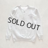 【S or Ladies】80s UNKNOWN ヘンリーネック カレッジプリントスウェット 杢グレー■ビンテージ オールド アメリカ古着 トレーナー