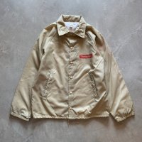【M/L】80s USA製 BEECH-NUT ナイロン コーチジャケット ベージュ■ビンテージ オールド アメリカ古着 裏地付き 企業 ナッツ