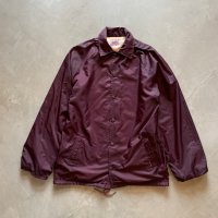 【S or Ladies】WINDBREAKER ナイロン コーチジャケット えんじ 無地■ビンテージ オールド レトロ アメリカ古着 80s-90s 裏地付き