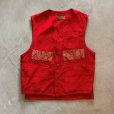 画像1: 【M】70s SAFTBAK ハンティングベスト レッド 赤■ビンテージ オールド レトロ アメリカ古着 バックポケット シューティング (1)
