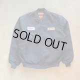 【L/XL】RED KAP ジップアップ ワッペン付き ワークジャケット ネイビー■ビンテージ オールド アメリカ古着 MA-1タイプ 裏キルティング